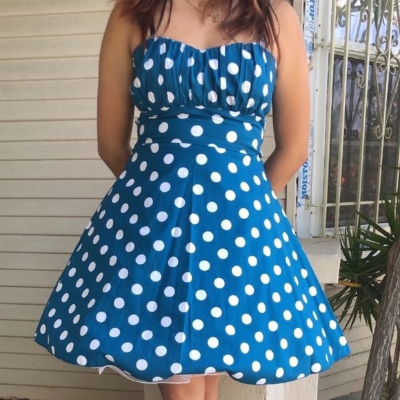 Polka Dot Dress Turquoise NWOT Sz M - Picture 5 of 5